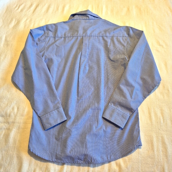 Nautica boys size 14 long sleeve button up shirt, blue with white stripe, EUC - Picture 4 of 5